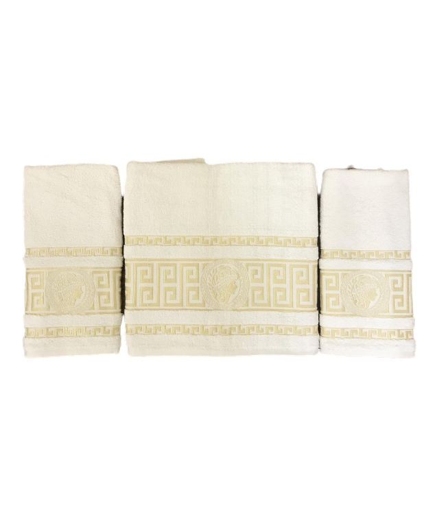 

Набор полотенец для лица и тела Gold Soft Life Версаче 2х50*90 см + 70*140 см махровые банные в коробке кремовый арт.ts-02168