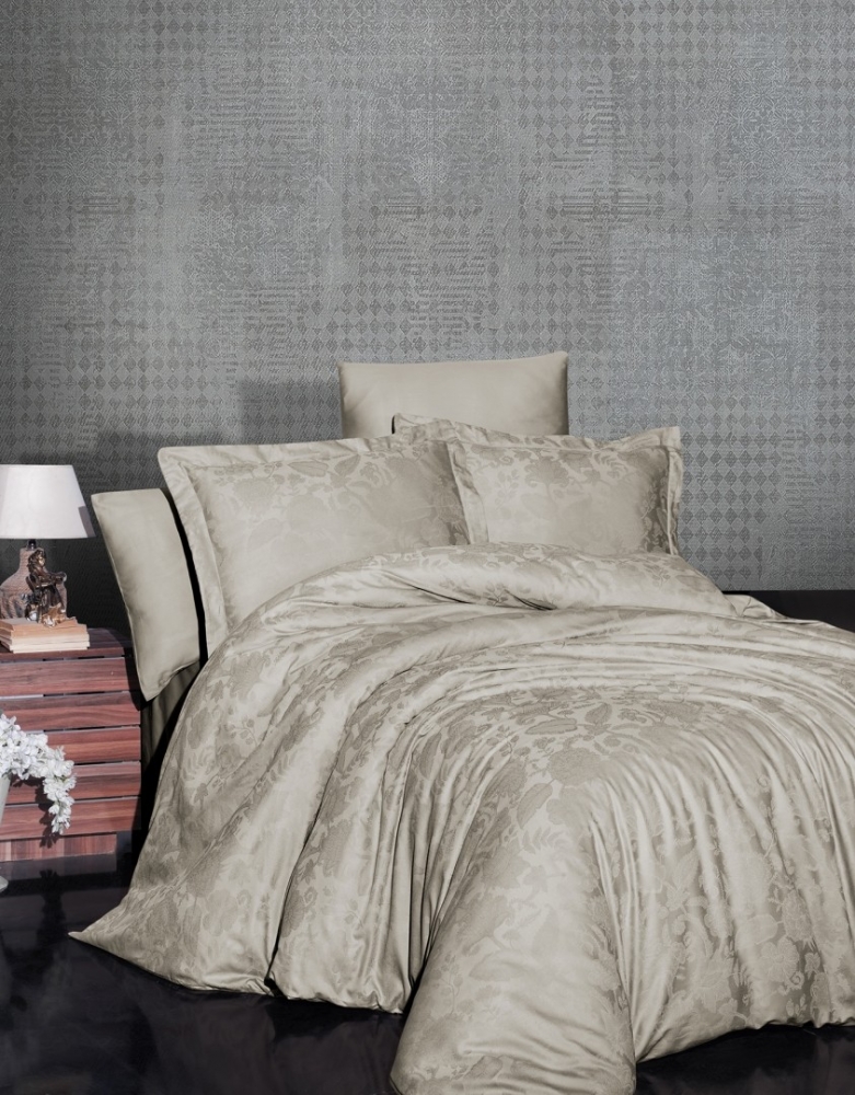 

Комплект постельного белья First Choice Satin Jacquard Cotton Евро сатин-жаккард арт.Saral Acik Bej