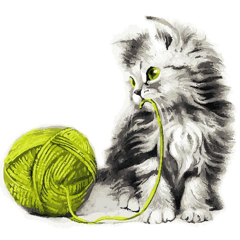 

Картина по номерам ArtStory Котёнок с клубком 40*40 см (без коробки) арт.AS0806