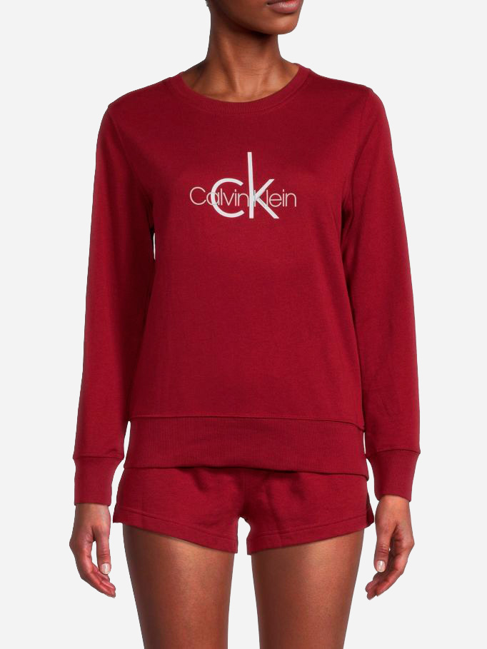 Акція на Піжама (світшот + шорти) жіноча Calvin Klein 3969619 L Бордова від Rozetka