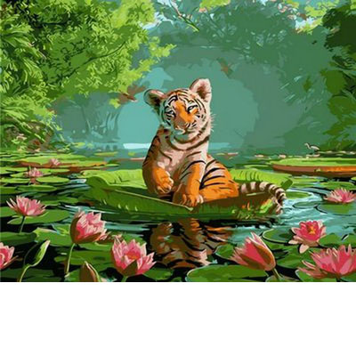 

Картина по номерам Тигренок и лотосы MR-Q1264