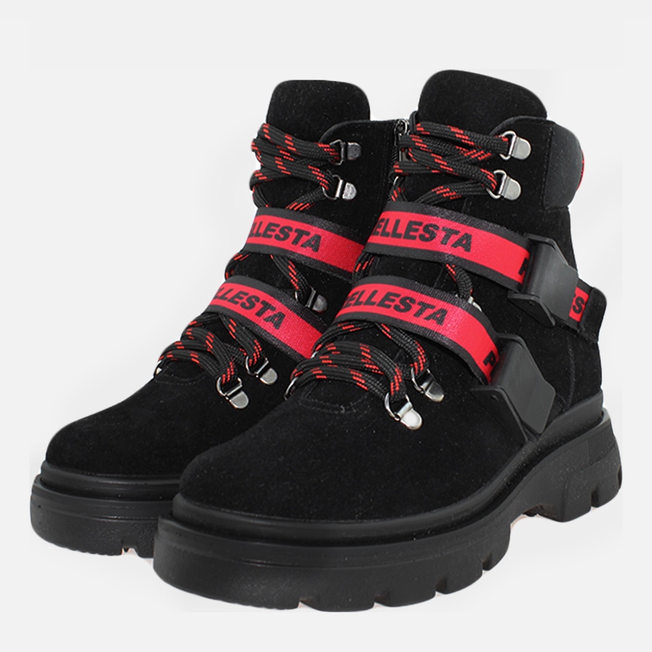 Акція на Жіночі зимові черевики Prellesta RP2126-11 36 23 см Чорні з червоним від Rozetka