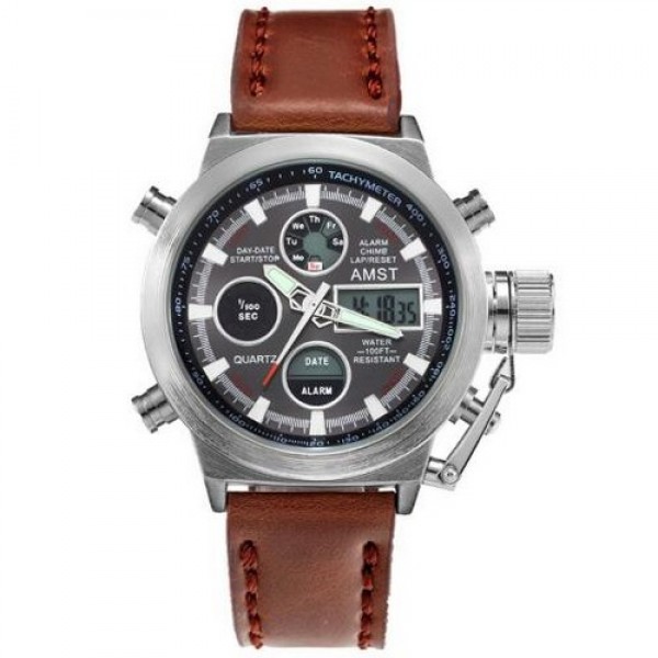 

Наручные часы AMST C Silver-Black Brown Wristband