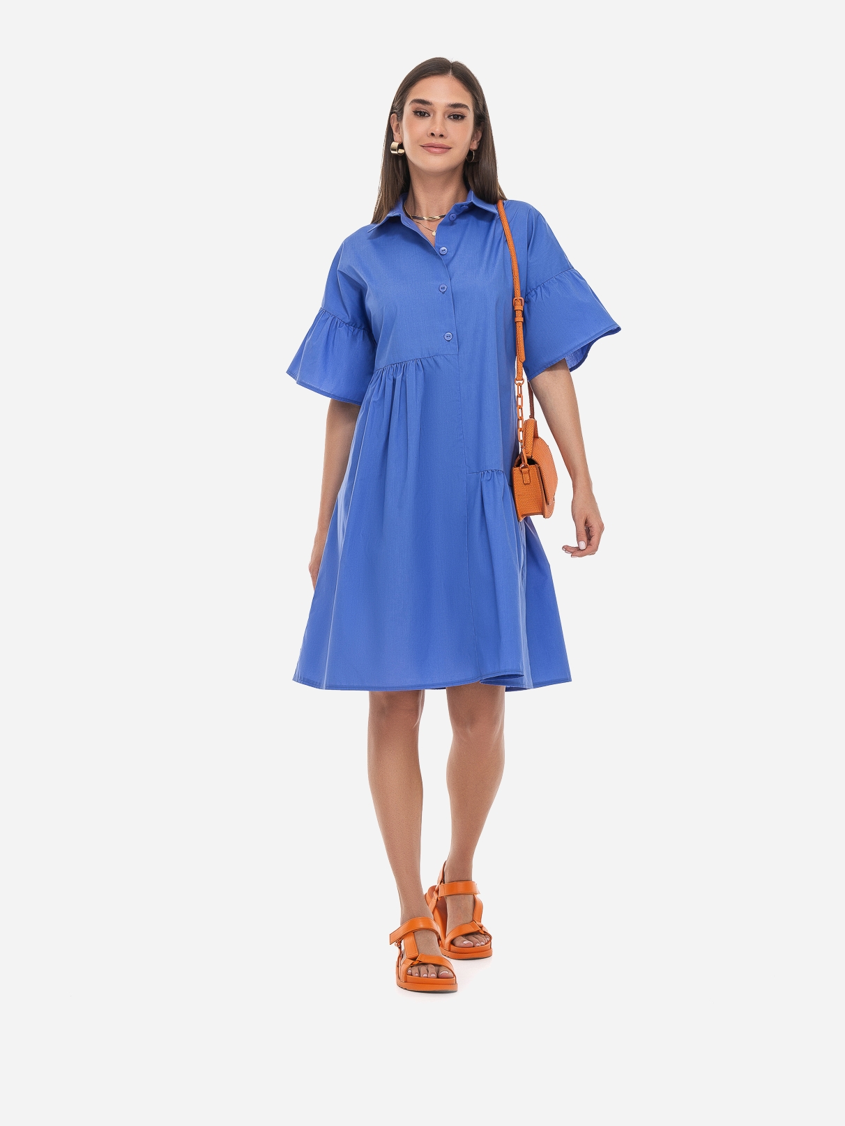 Акція на Сукня-сорочка міні літня жіноча SVTR 8553 48 Блакитна від Rozetka