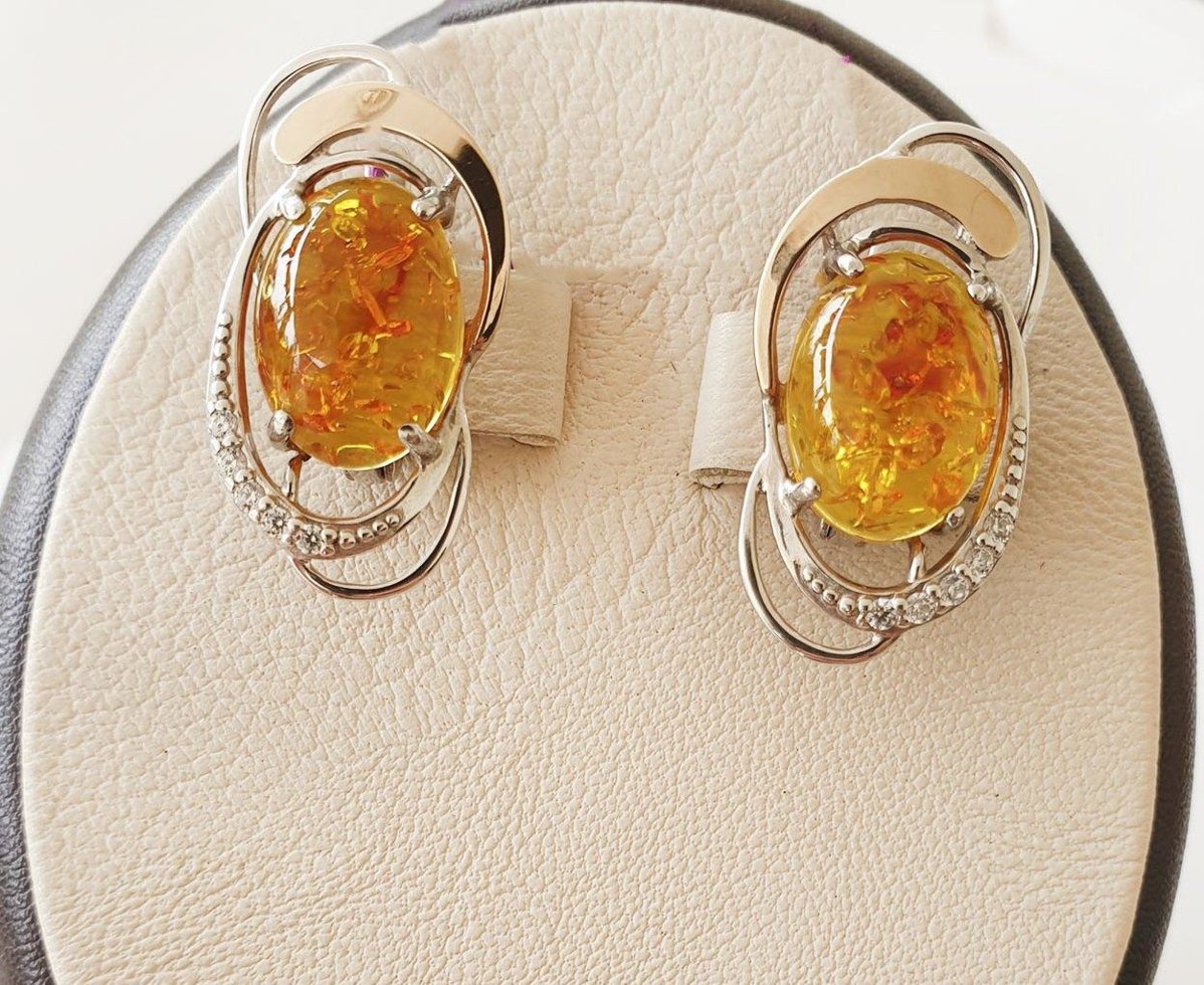 

Сережки серебряные с янтарем 5,81 г