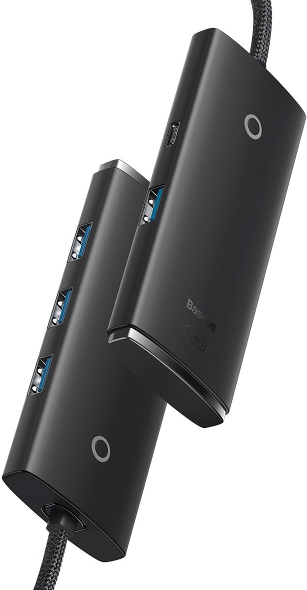 USB-хаб Baseus Lite Series 4-Port USB-A HUB Adapter (USB-A to 4 х USB 3.0 ) 1 м Black (WKQX030101) — фото 3
