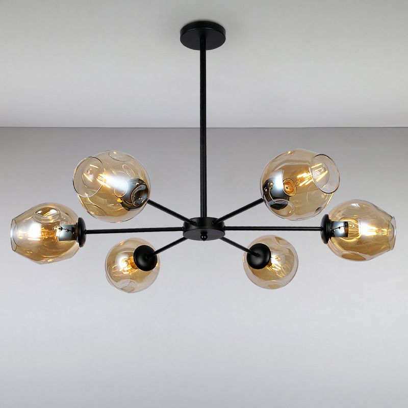 

Люстра подвесная молекула Light House LS-15179-6 BK+BR черная