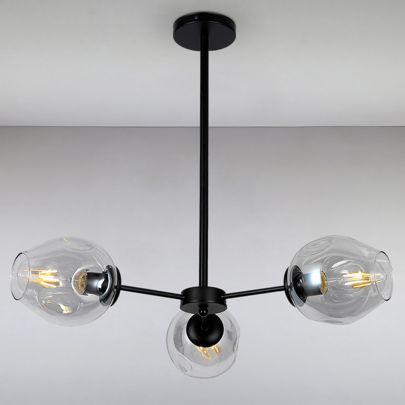 

Люстра подвесная молекула Light House LS-15179-3 BK+CL черная