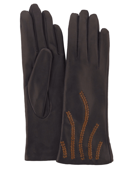 

Женские кожаные перчатки GlovesUA мод.368 темно коричневые 8,5