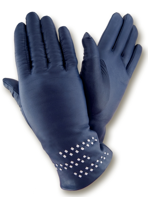 

Женские кожаные перчатки GlovesUA мод.193 темно синий 6,5