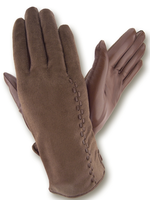 

Женские комбинированные перчатки GlovesUA мод.172 тауп 8