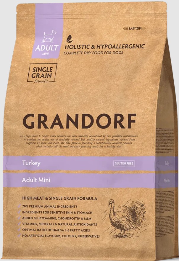 Корм Grandorf DOG Turkey Adult Mini Breeds с индейкой для собак мини ...