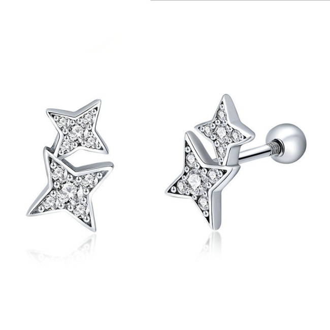 

Серьги гвоздики серебряные Звезды рулят WOSTU Стерлинговое серебро 925