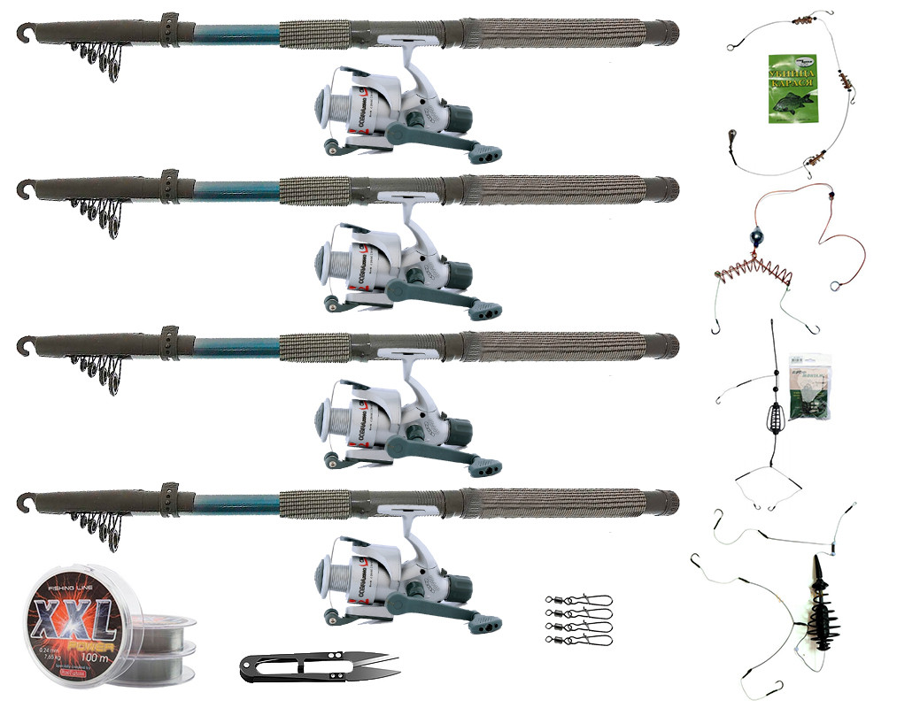 

Набір риболовний все в одному "Чотири донки" для ловлі карася, готовий до використання