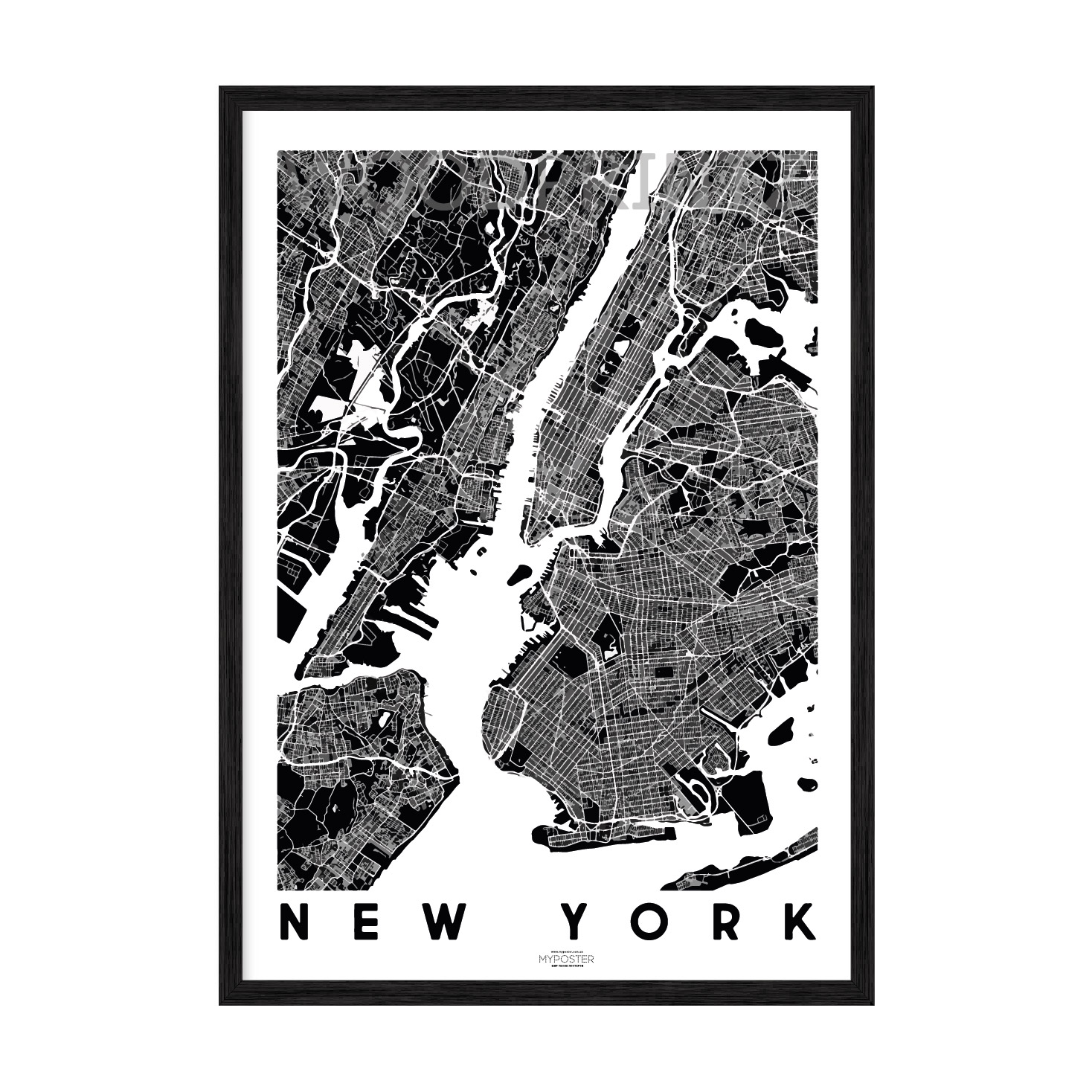 

Постер "New York" с антибликовым стеклом 420x594 мм в чёрной рамке