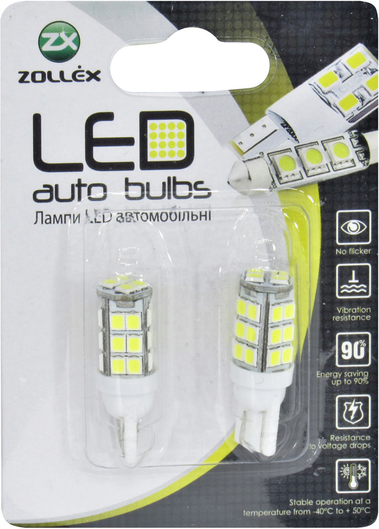 Лампочка без цоколя LED T10_W5W SMD біла 28-діодів 12V W2.1x9.5d ...