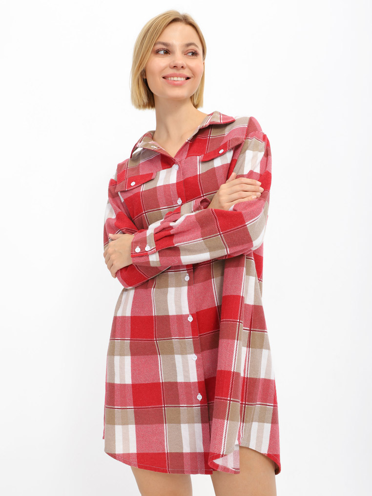 Акція на Піжамне плаття жіноче утеплене бавовняне Promin 2051-04_317 XL Червоне від Rozetka