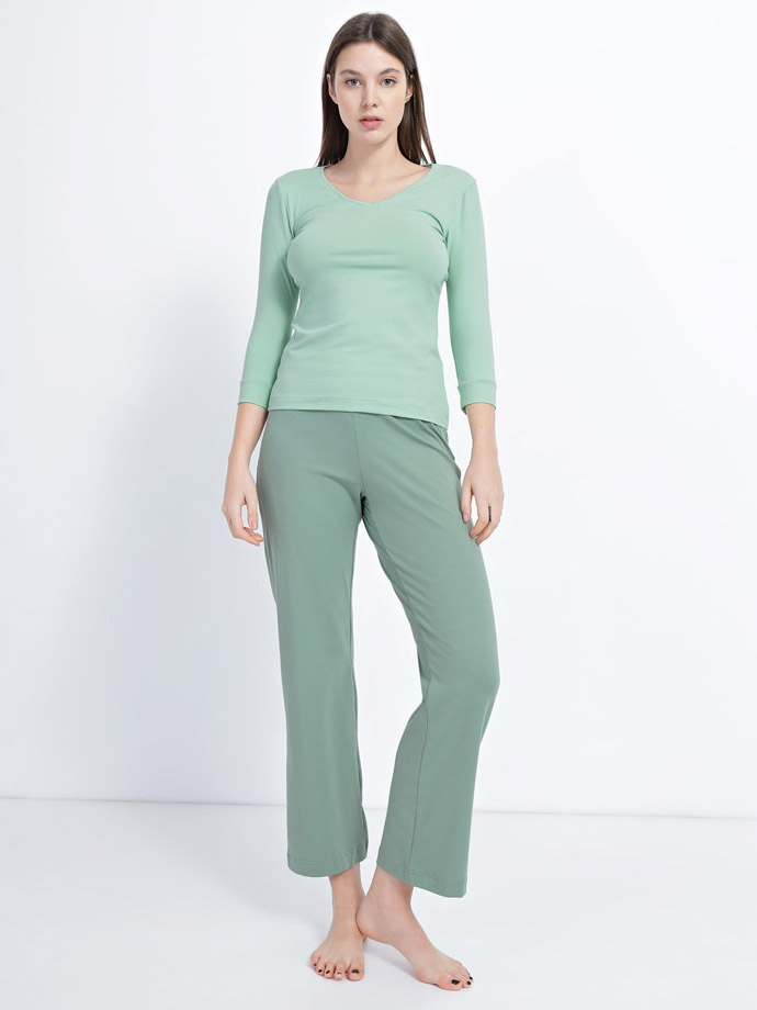 Акція на Піжама (кофта + штани) жіноча Promin 2070-32_504 XS Світло-зелена від Rozetka