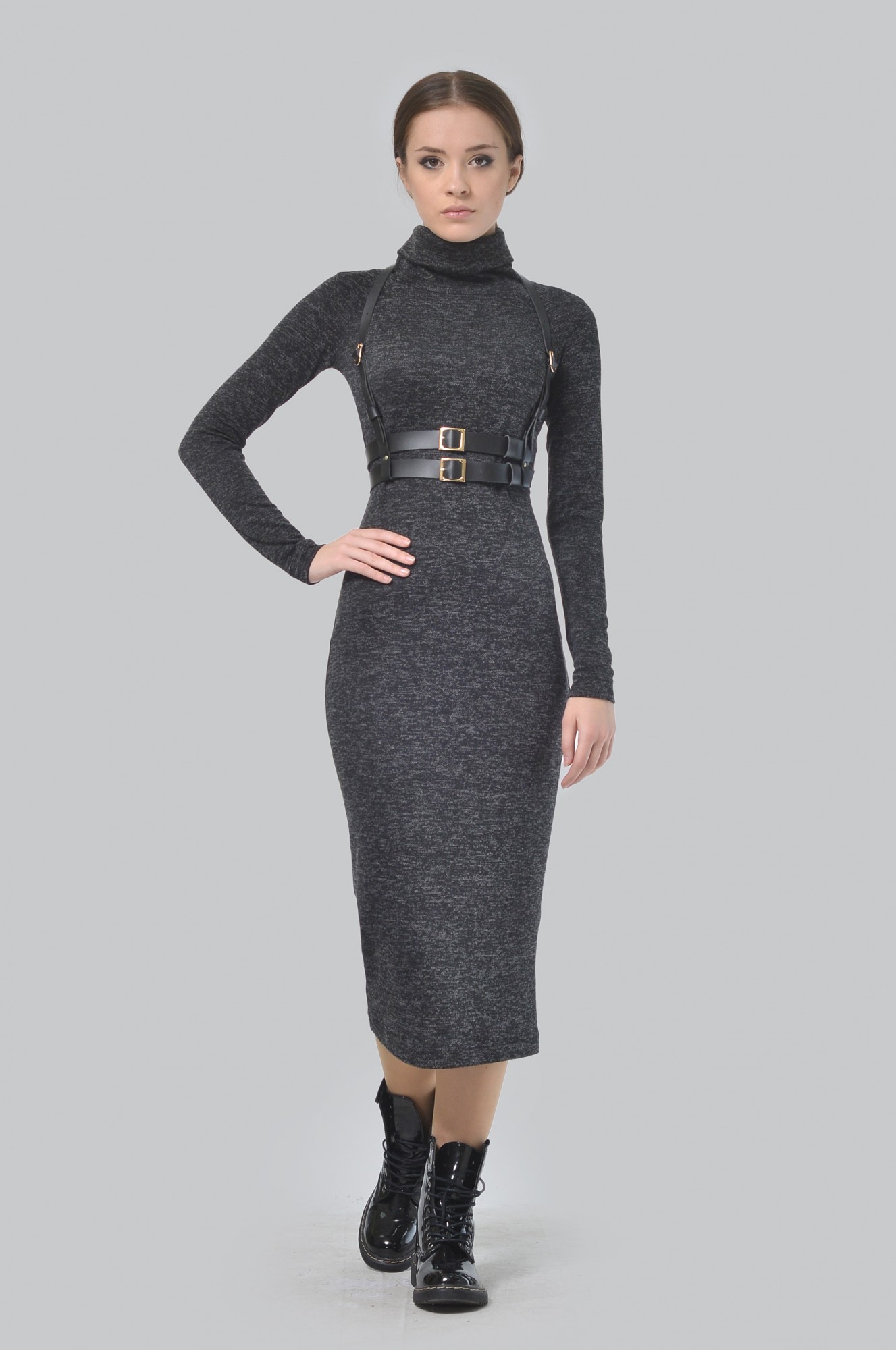 

Женское платье с портупеей Agata Webers, Джибути графит XXL