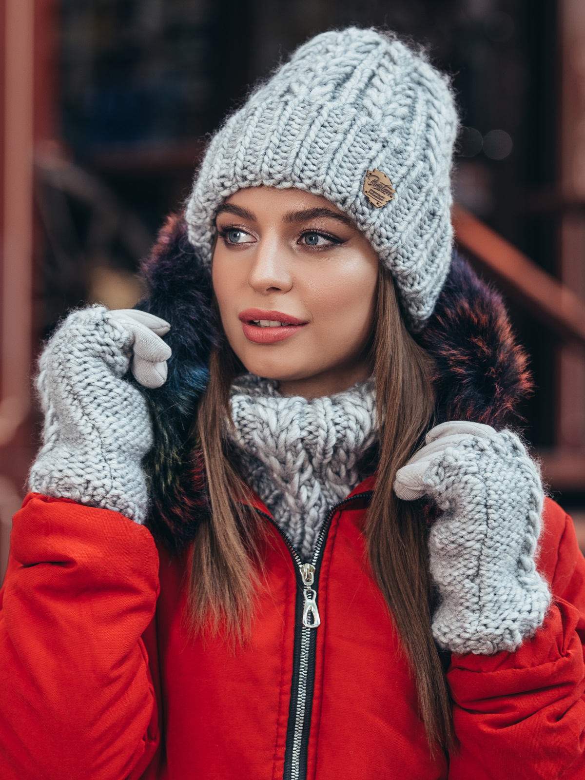 

Шапка + снуд + перчатки Dressa 40406 One Size Серые