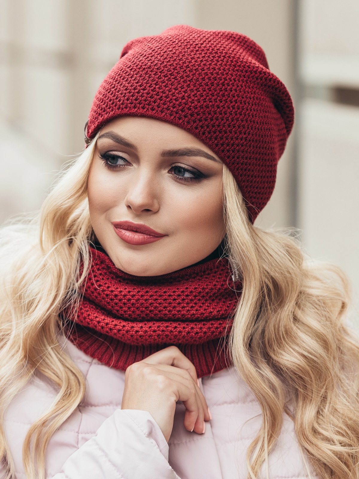 

Шапка + снуд Dressa 15532  Бордовые, Шапка + снуд Dressa 15532 One Size Бордовые