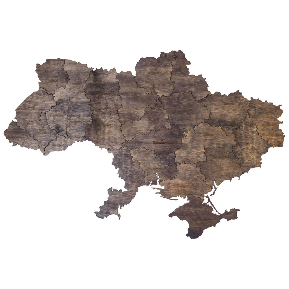 

Деревянный 3D пазл Карта Украины L темная 830x550 мм