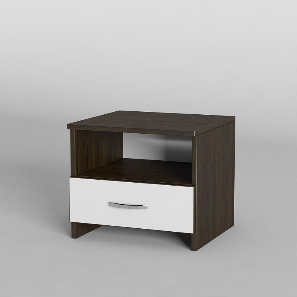 

Тумба прикроватная в спальню,гостиную из ДСП ТП-100 АКМ Тиса мебель цвет Венге/Белый