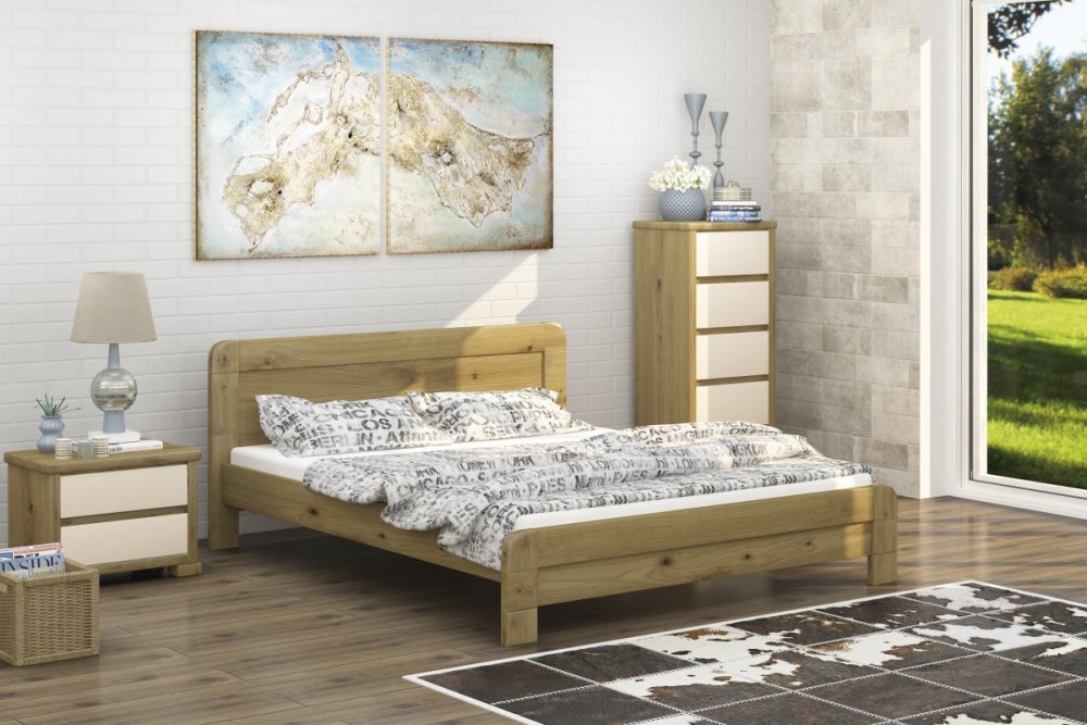 

Кровать двуспальная деревянная из сосны Тоскана MebiGrand в спальню 180x200 цвет Орех светлый