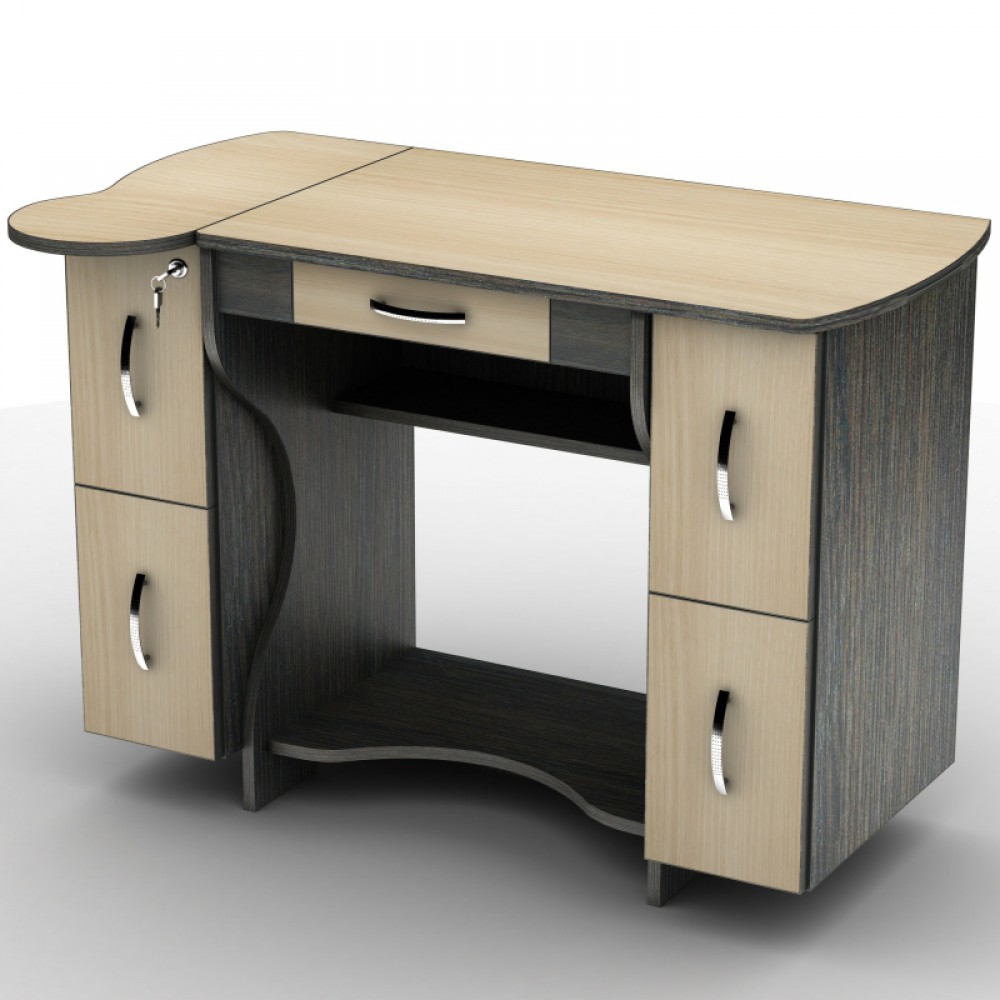 

Стол компьютерный для детской / кабинета / офиса из ДСП - ПВХ кромка СУ-4 Универсал Тиса мебель цвет Венге/Дуб молочный