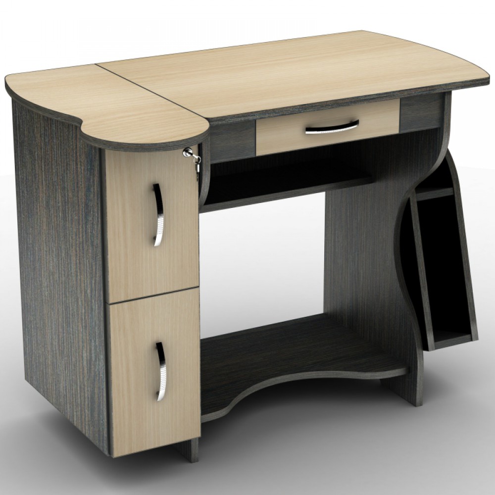 

Стол компьютерный для детской / кабинета / офиса из ДСП - ПВХ кромка СУ-3 Универсал Тиса мебель цвет Венге/Дуб молочный