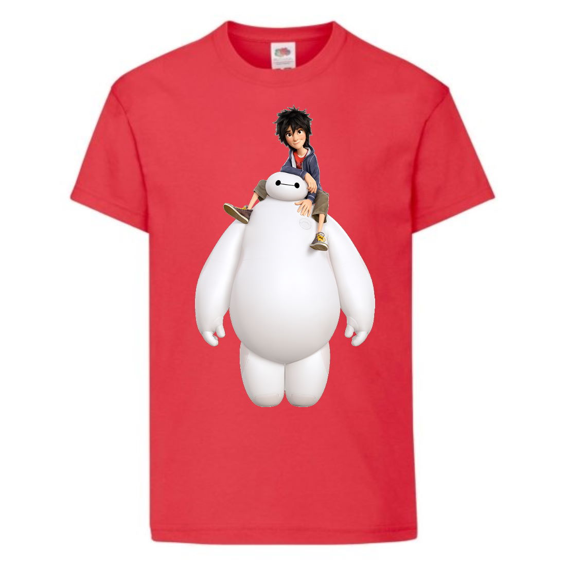 

Футболка детская Город героев Герой верхом на Баймаксе (Hero on Baymax HC rd 4) красная 128 см
