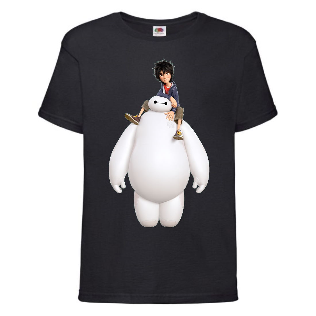 

Футболка детская Город героев Герой верхом на Баймаксе (Hero on Baymax HC blc 4) черная 128 см