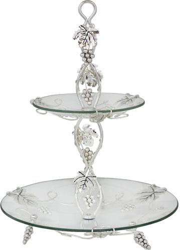 

Фруктовница декоративная S&T German Silver Grapes 2-х ярусная 30 х 20 х 39 см (ST-37237)