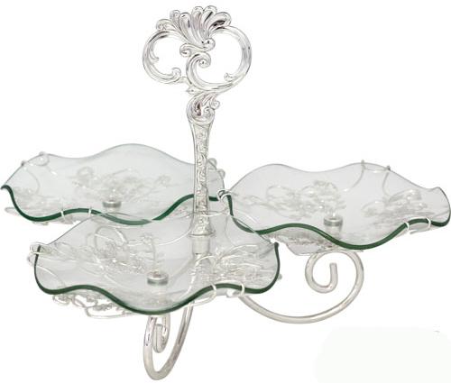 

Фруктовница декоративная S&T German Silver Grapes Ø19 см 3-х ярусная (ST-37238)