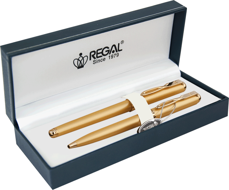 

Набор ручек Regal перо + шариковая ручка в подарочном футляре Золото (R18109.L.BF)