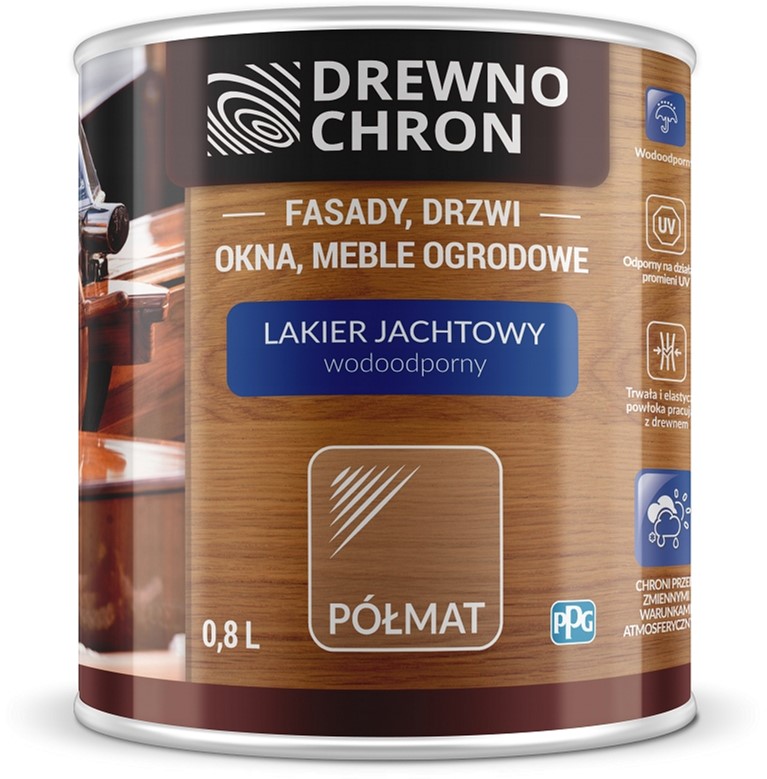 

Лак яхтный Drewnochron полуматовый 0.8 л Бесцветный (DN-355670)