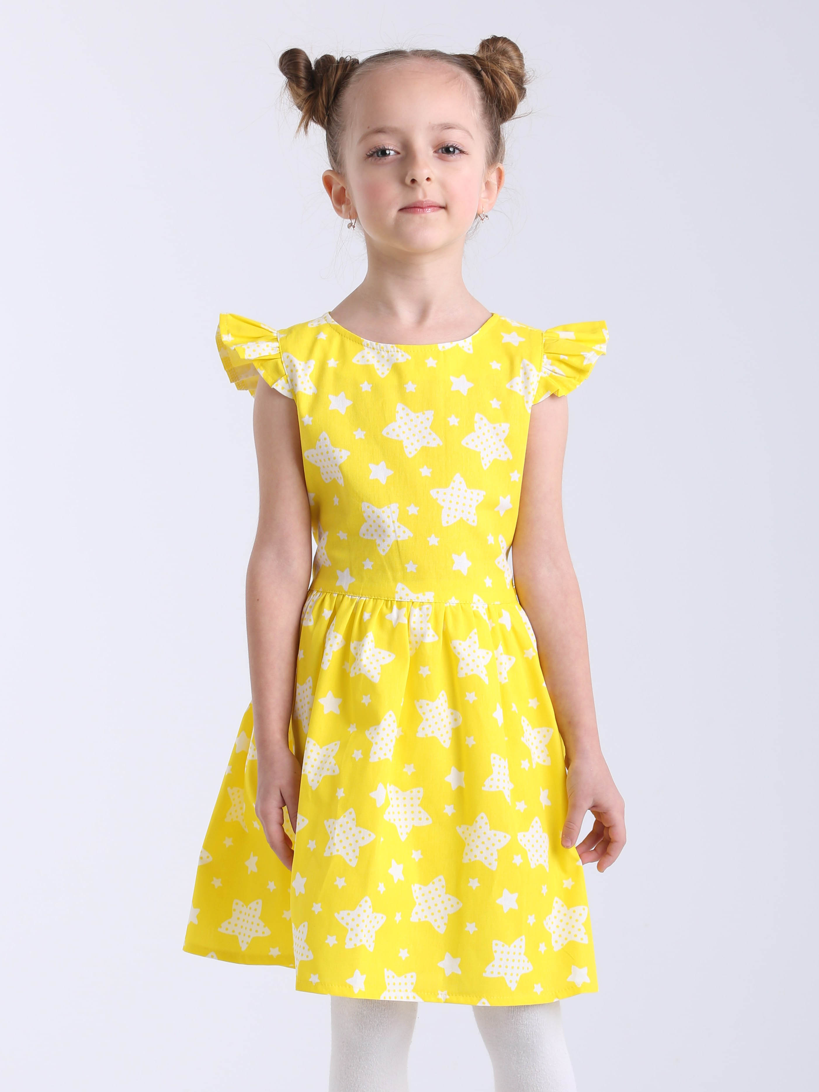 Акція на Дитяче літнє плаття для дівчинки Ласточка 22_7014 128 см Лимонне в зірки від Rozetka