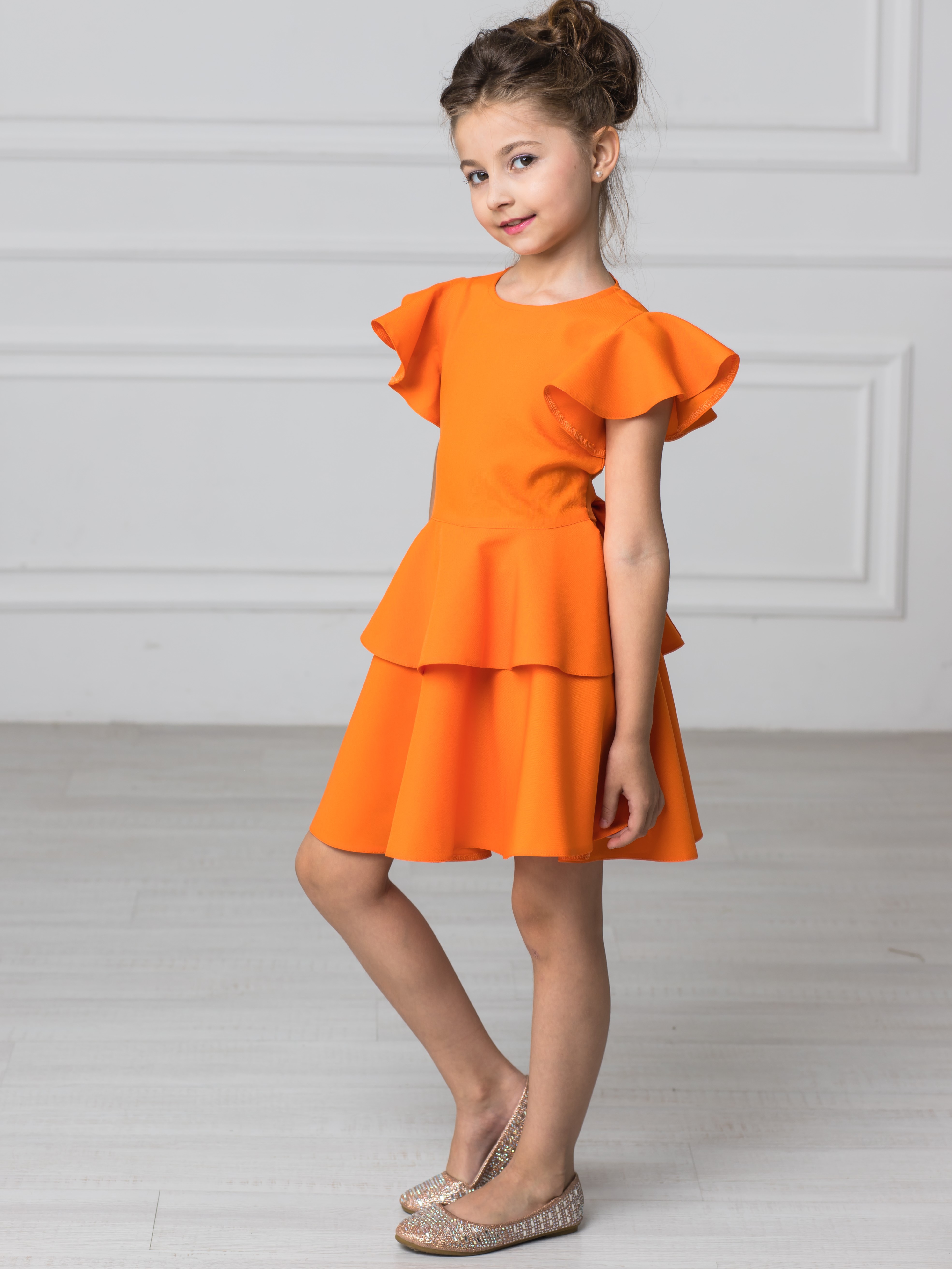 Акція на Дитяча літня святкова сукня для дівчинки Ласточка 22_2404 110 см Оранжева від Rozetka