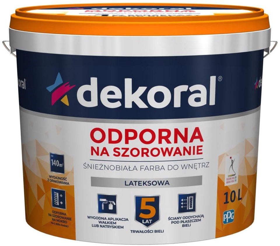 

Краска латексная устойчивая к истиранию Dekoral 5 л Снежно-белая (DL-250822)