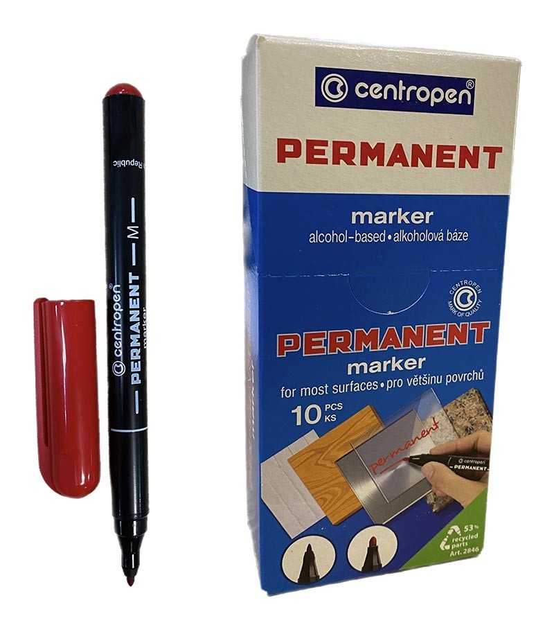 Набір перманентних маркерів Centropen 2846 1 мм 10 шт. Червоний ...
