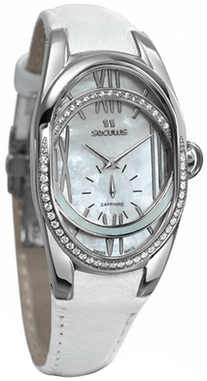 

Женские наручные часы Seculus 1668.2.1064 white, pvd-r cz stones, white leather