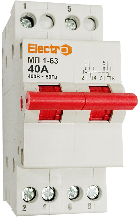 Переключатель нагрузки ElectrO І-0-ІІ МП1-63 2P 40 А (MP63240) – фото ...