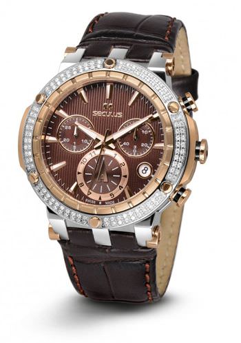 

Женские наручные часы Seculus 1682.2.503 brown, ss-r with stones, brown leather