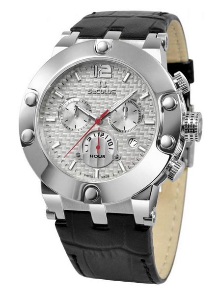 

Мужские наручные часы Seculus 4490.2.503 white, ss stones, black leather