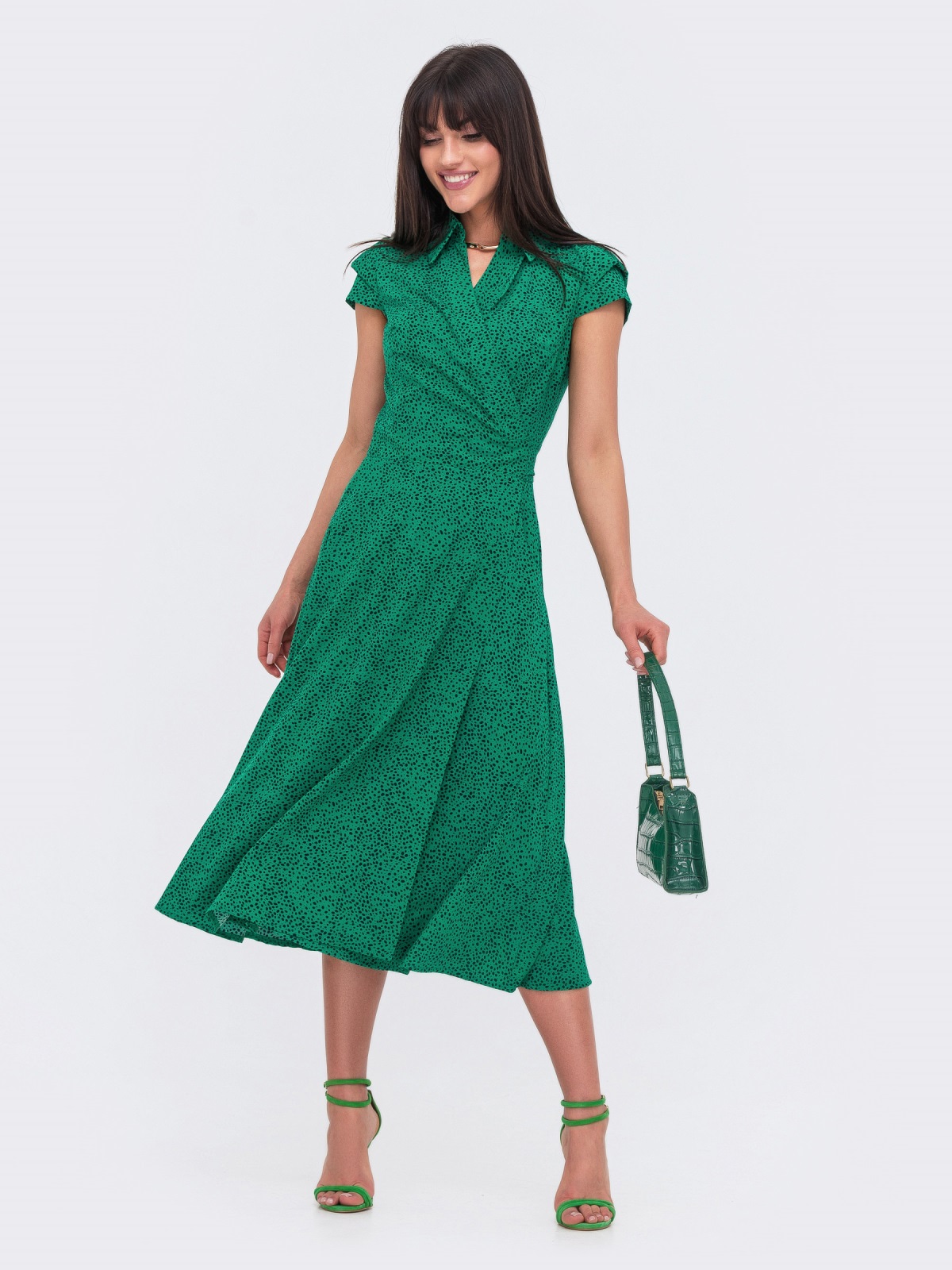 Акція на Сукня-сорочка міді літня жіноча Dressa 59432 50 Зелена від Rozetka