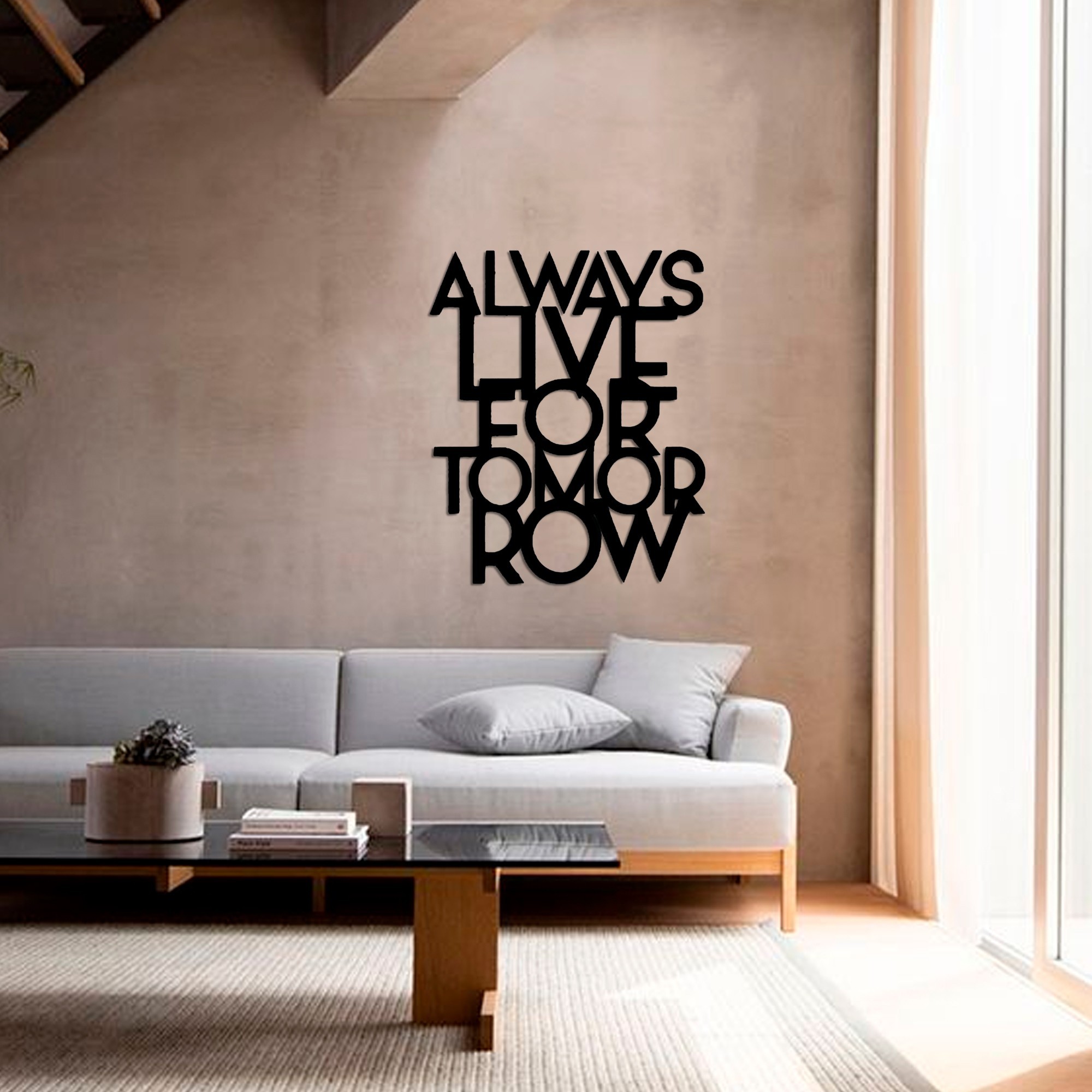 

Картина с дерева на стену Always live for tomorrow 120 см 300078