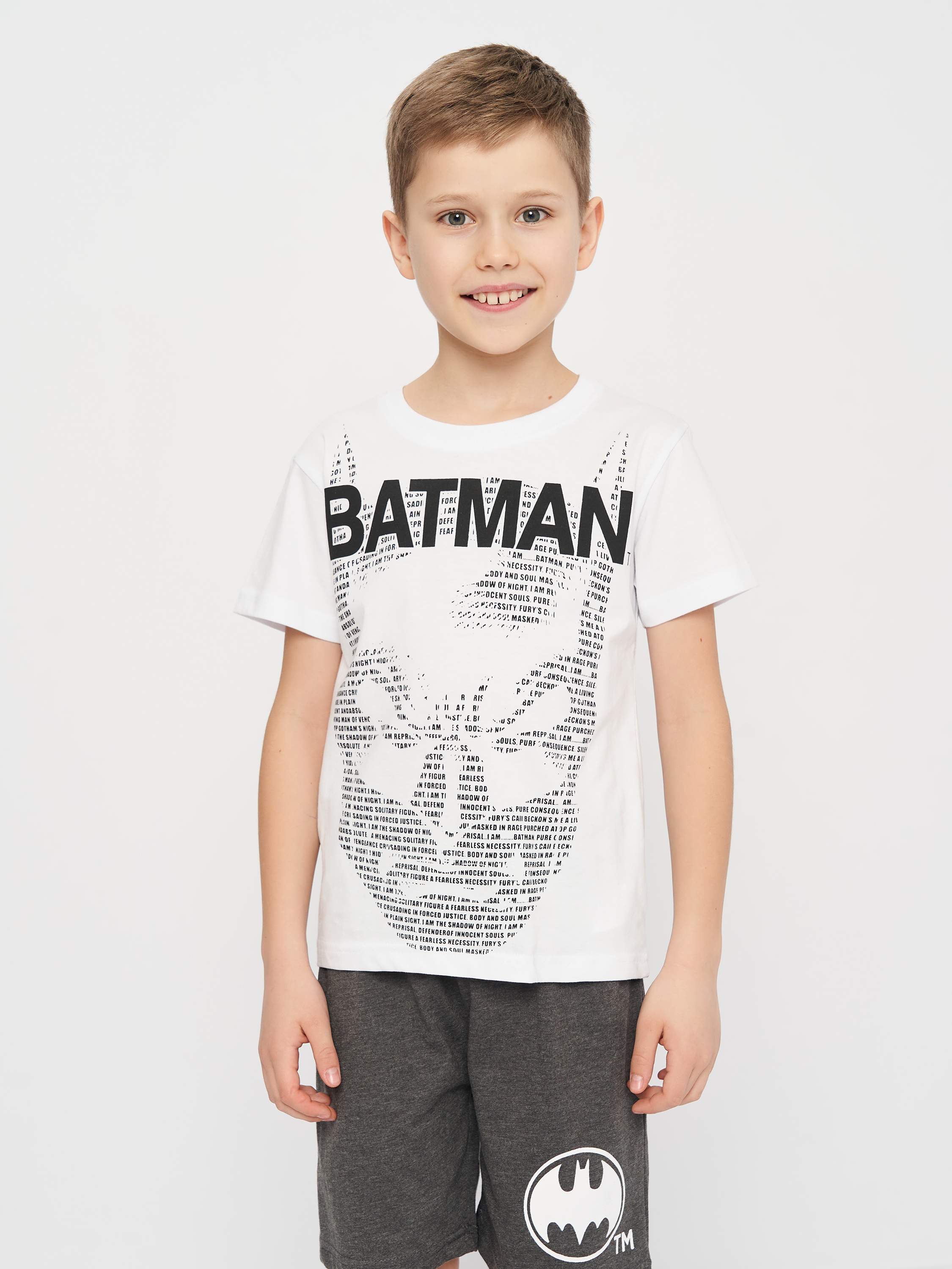 Акція на Піжама літня дитяча Disney Batman BAT 52 04 427 140 см Білий/Сірий від Rozetka