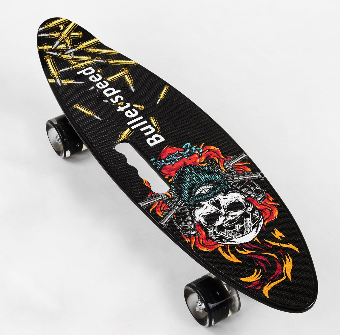 Скейт пенни с ручкой "Bullet Speed", светящиеся PU колеса Best Board ...