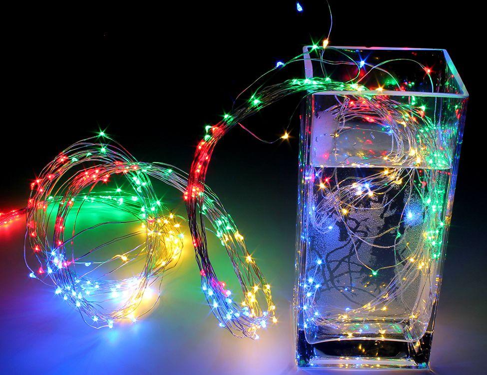 

Гирлянда конский хвост цветная 2 м, 200 Led, 10 нитей, бат.
