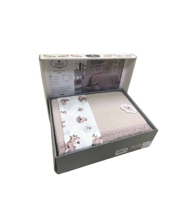 

Комплект летнего постельного белья Do & Co Dantelli pudra евро пудровый (ts-02252)